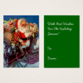 SANTA SLED RENDIER SPEELGOED MAND LABELS CADEAU LA VISITEKAARTJES (Voorkant /achterkant)