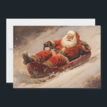 Santa Sledding Sneeuw Vrolijk Kerstfeest  Feestdagenkaart<br><div class="desc">Sinterklaas sleeën in het sneeuwkerst wenskaart. Gepersonaliseerd op de achterkant met uw bericht en naam. Neem contact met mij op voor hulp bij uw maatwerk of om extra matching of coördinatie van Zazzle producten aan te vragen.</div>