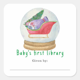 Santa slee - Baby's eerste bibliotheek Vierkante Sticker