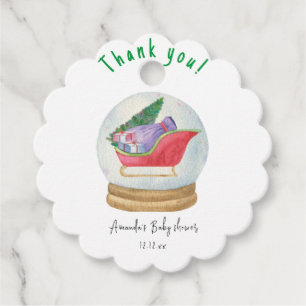 Santa slee - dank u baby shower bedankjes labels