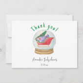 Santa slee - dank u baby shower bedankkaart (Voorkant)