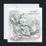 Santa Sleigh Christmas Blue Blauwgroen Roze Feestdagenkaart<br><div class="desc">Elegant vintage kerst wenskaart met een blauw, blauwgroen en roze kerstman in zijn slee. Tekst "Vrolijk kerstfeest" is op de voorkant, en is volledig aanpasbaar. Dus voeg elke vakantie groet die u wenst. Gepersonaliseerd op de achterkant met uw bericht en naam. Neem contact met mij op voor hulp bij uw...</div>