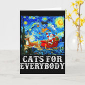 Santa Sleigh Christmas Cats For Everybody Starry N Kaart (Gele Bloem)