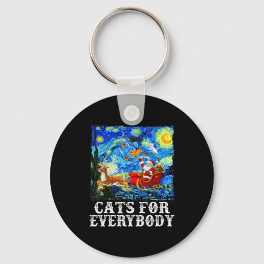 Santa Sleigh Christmas Cats For Everybody Starry N Sleutelhanger (Voorkant)
