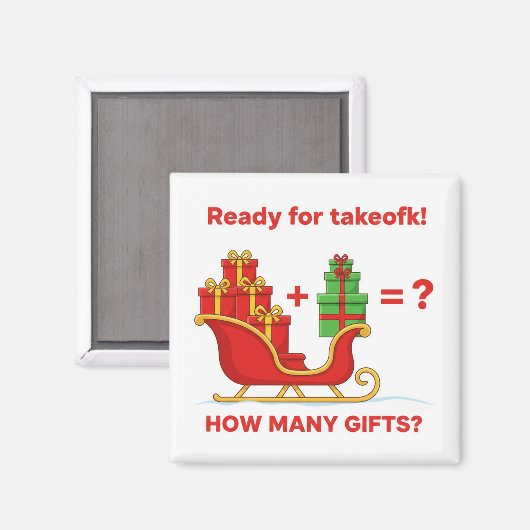 Santa Sleigh Christmas Gifts Math Addition Game Ma Magneet (Voorkant / Achterkant)