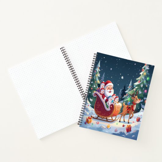Santa Sleigh Christmas Winter Notebook Notitieboek (Binnen)