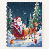 Santa Sleigh Christmas Winter Notebook Notitieboek (Voorkant)