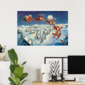 SANTA & SLEIGH door SHARON SHARPE Poster (Thuiskantoor)