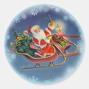 SANTA & SLEIGH door SHARON SHARPE Ronde Sticker