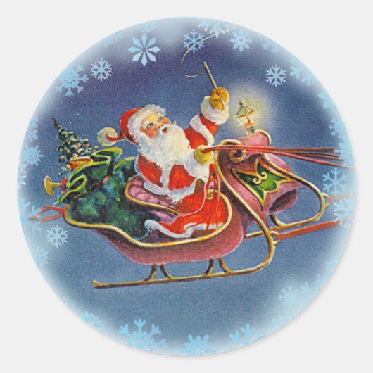SANTA & SLEIGH door SHARON SHARPE Ronde Sticker (Voorkant)