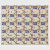 santa sleigh , een schattige bruine puppy tijdens cadeaupapier (Vlak)