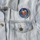 SANTA, SLEIGH EN CANDY CANE WREATH RONDE BUTTON 5,7 CM (In situ)