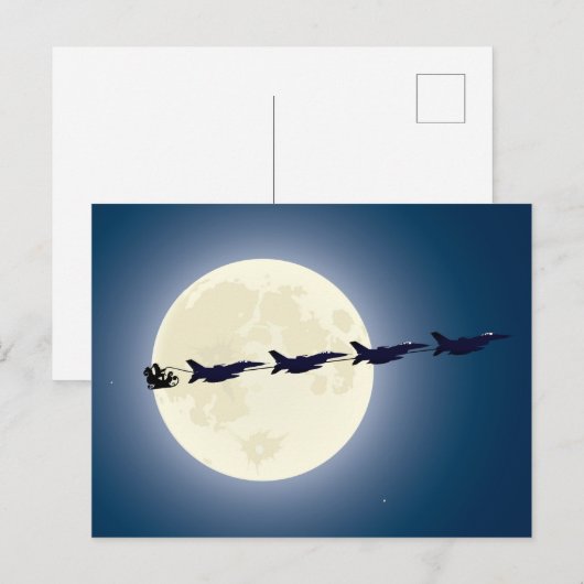 Santa, Sleigh en F-16 Jets militaire kerst Feestdagenkaart (Voorkant / Achterkant)