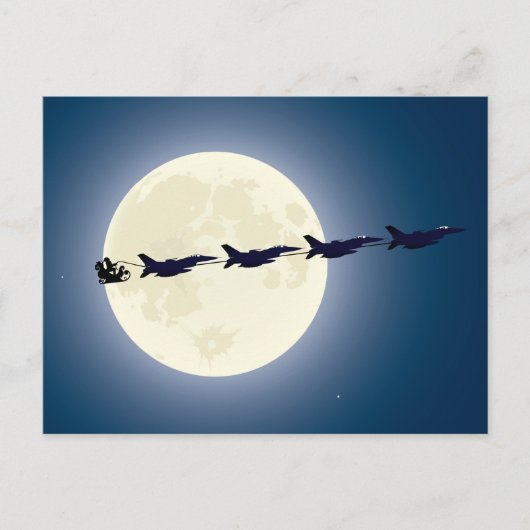 Santa, Sleigh en F-16 Jets militaire kerst Feestdagenkaart (Voorkant)