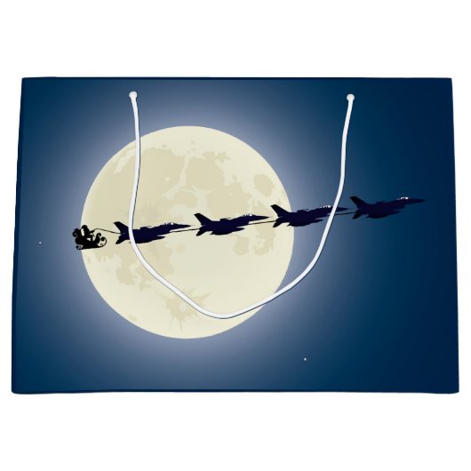 Santa, Sleigh en F-16 Jets militaire kerst Groot Cadeauzakje (Voorkant)