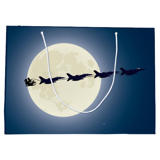 Santa, Sleigh en F-16 Jets militaire kerst Groot Cadeauzakje (Achterkant)