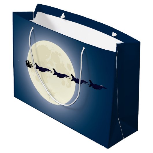 Santa, Sleigh en F-16 Jets militaire kerst Groot Cadeauzakje (Achterkant Gekanteld)