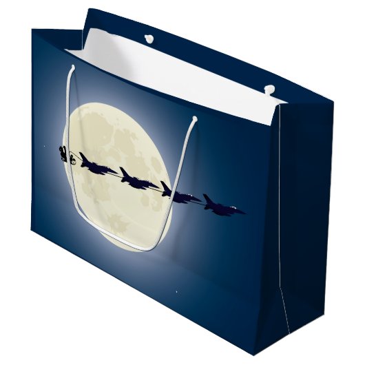 Santa, Sleigh en F-16 Jets militaire kerst Groot Cadeauzakje (Voorkant Gekanteld)