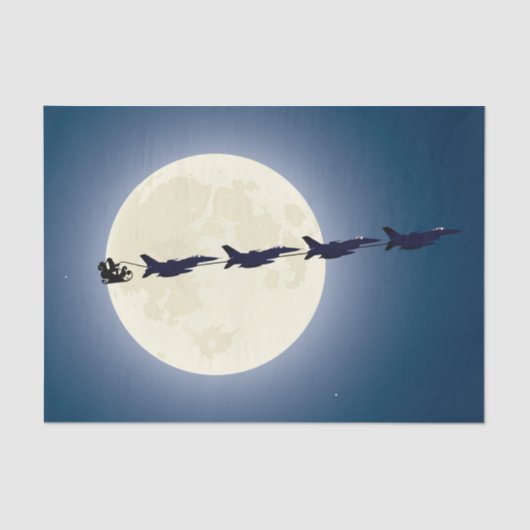 Santa, Sleigh en F-16 Jets militaire kerst Tissuepapier (Voorkant)