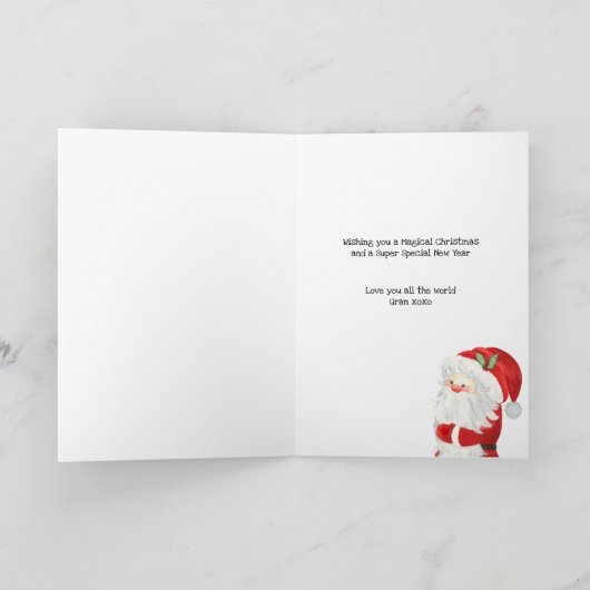 Santa Sleigh en Gnome Gonk Cute Personated Kindere Feestdagen Kaart (Binnen)