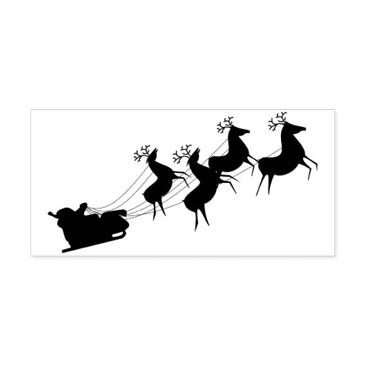 Santa sleigh en herten kunst stempel (Afrduk)
