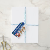 Santa Sleigh en Reindeer Night Sky kerstcadeau Cadeaulabel (Met Touw)