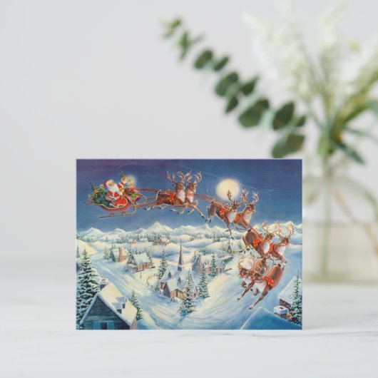 SANTA, SLEIGH EN REINDEER, VAN SHARON SHARPE FEESTDAGENKAART (Staand voorkant)