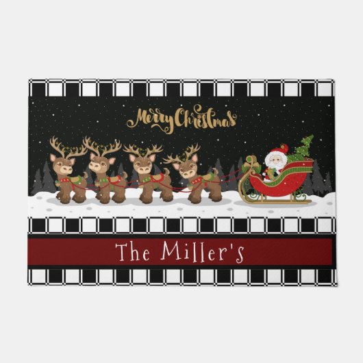 Santa Sleigh en rendier Deurmat (Voorkant)