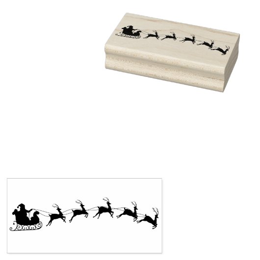 Santa Sleigh en rendier Rubberstempel (Gestempeld)