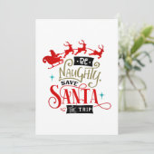 Santa sleigh en rendieren grappige kerst feestdagenkaart (Staand voorkant)