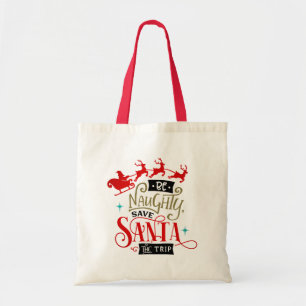 Santa sleigh en rendieren grappige kerst tote bag