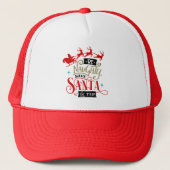 Santa sleigh en rendieren grappige kerst trucker pet (Voorkant)