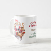 Santa Sleigh en rendieren Kinder Koffiemok (Voorkant links)