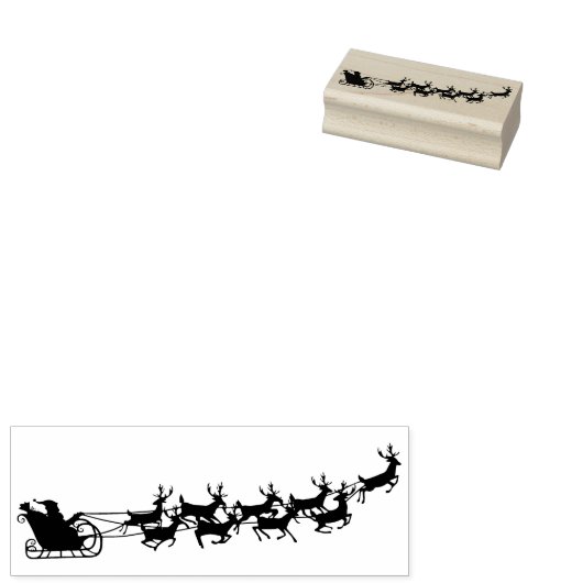 Santa Sleigh en rendieren Rubberstempel (Gestempeld)