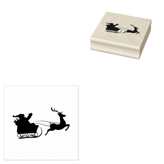 Santa Sleigh en rendieren Rubberstempel (Gestempeld)