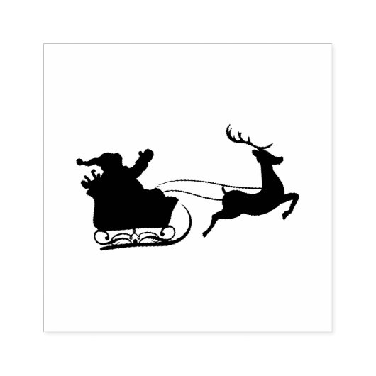 Santa Sleigh en rendieren Rubberstempel (Afrduk)