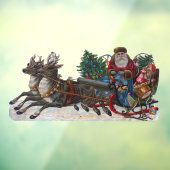 Santa sleigh en rendieren venster cling raamsticker (Vel 3)