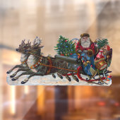 Santa sleigh en rendieren venster cling raamsticker (Vel 2)