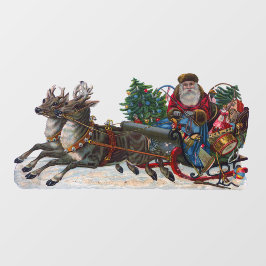 Santa sleigh en rendieren venster cling raamsticker