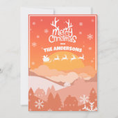 Santa Sleigh en rendieren vliegen in de Sunset Sky Feestdagenkaart (Voorkant)