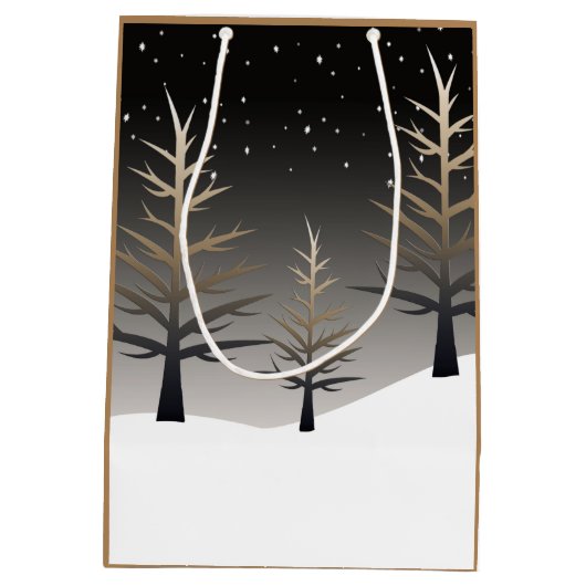 Santa Sleigh en Tree Silhouette op maat Medium Cadeauzakje (Achterkant)