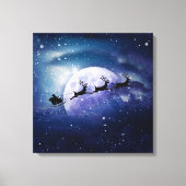 Santa Sleigh | Fantasy Galaxy Kerstnacht Sky Canvas Afdruk (Voorkant)