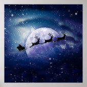 Santa Sleigh | Fantasy Galaxy Kerstnacht Sky Poster (Voorkant)