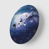 Santa Sleigh | Fantasy Galaxy Kerstnacht Sky Ronde Klok (Hoek)