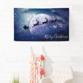 Santa Sleigh | Fantasy Galaxy Kerstnacht Sky Spandoek