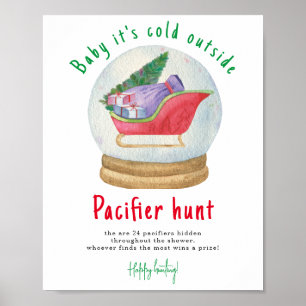 Santa sleigh - Fopspeen jacht spel baby shower Poster