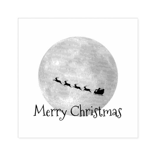 Santa Sleigh Full Moon Kerstmis Art Stamp Rubberstempel (Afrduk)