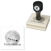 Santa Sleigh Full Moon Kerstmis Art Stamp Rubberstempel (Gestempeld)