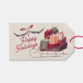 Santa Sleigh Gifts Cadeaus Cadeaulabel (Voorkant (Horizontaal))