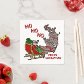Santa Sleigh HoHoHo Merry Kerstmis Napkins Servet (Insitu)